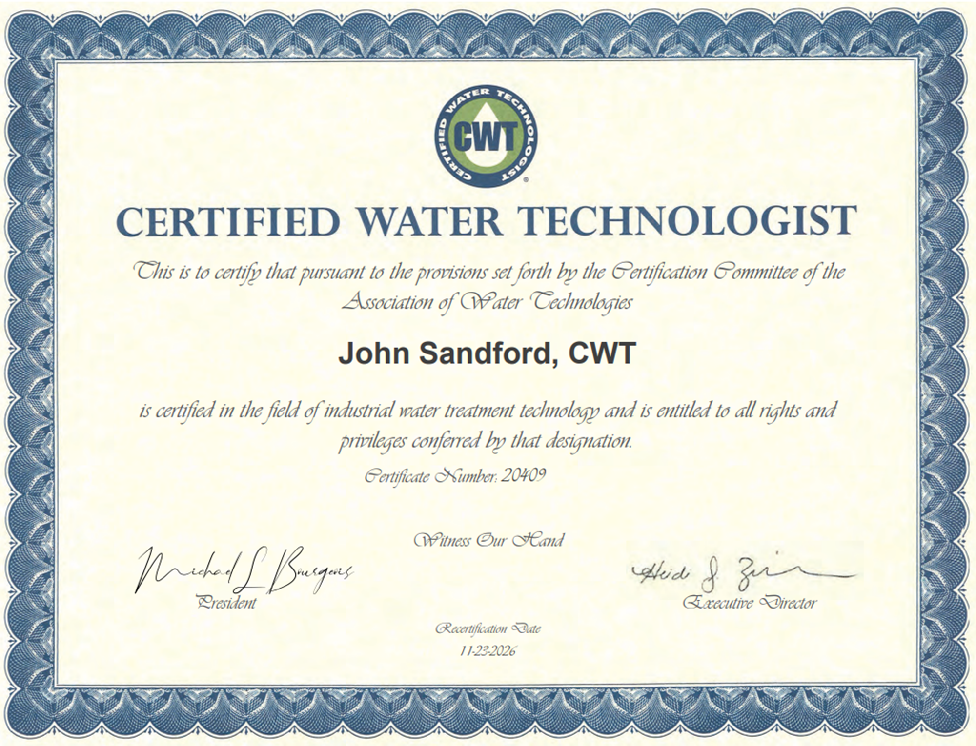 SMS ENVIRONMENTAL DIRECTOR BECOMES THE FIRST CERTIFIED WATER TECHNOLOGIST IN THE UK