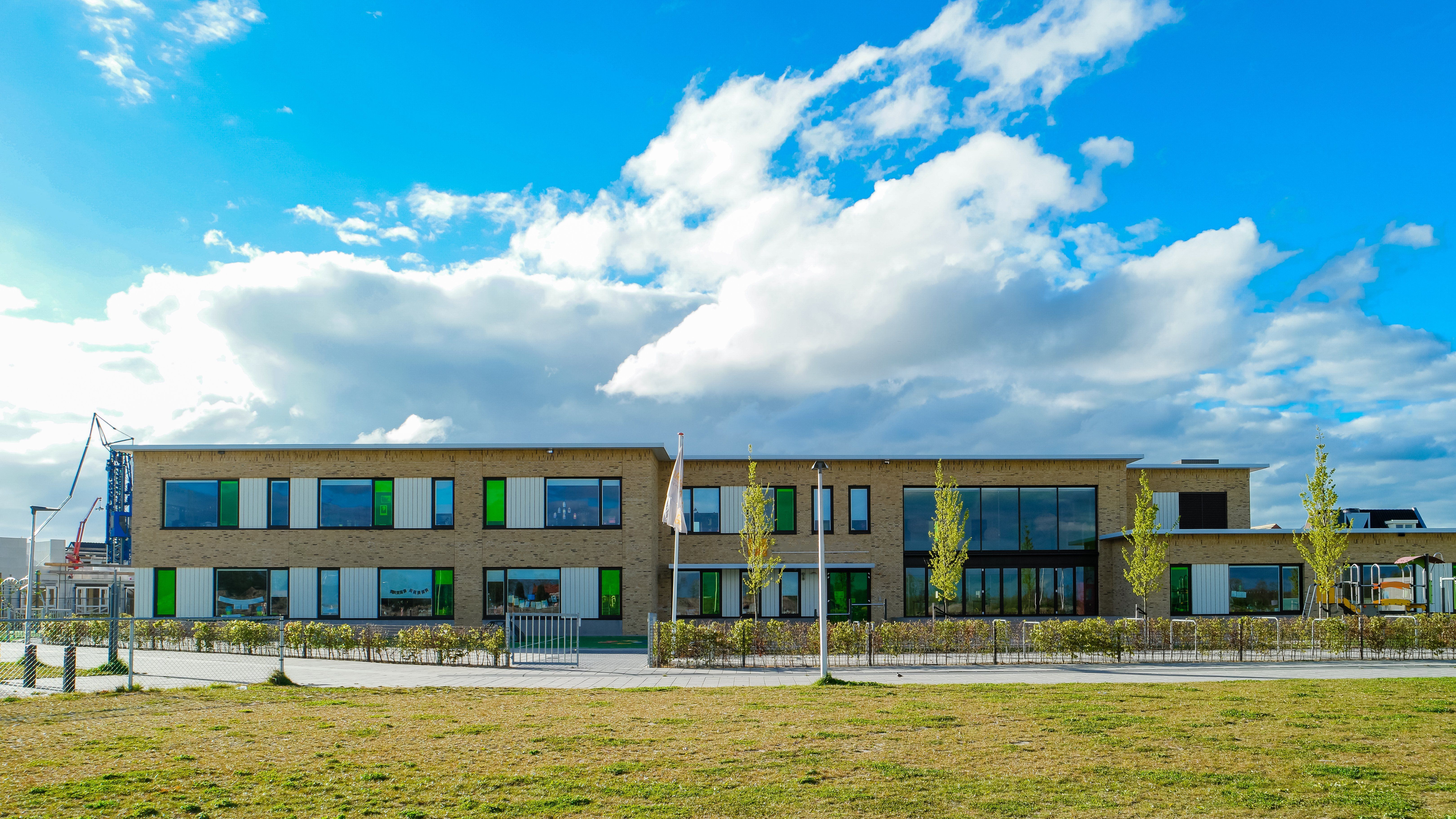 School Building with Blue Sky 